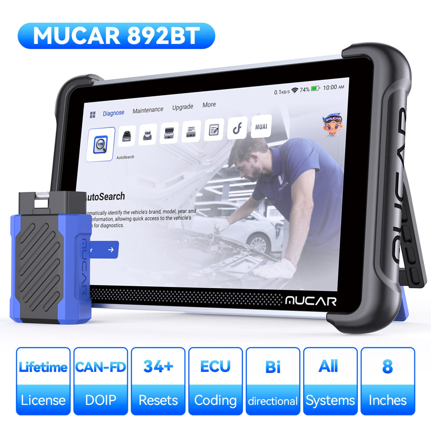 MUCAR 892BT – AI-Profi-Diagnosegerät mit ECU-Codierung – Originales Herstellerbild