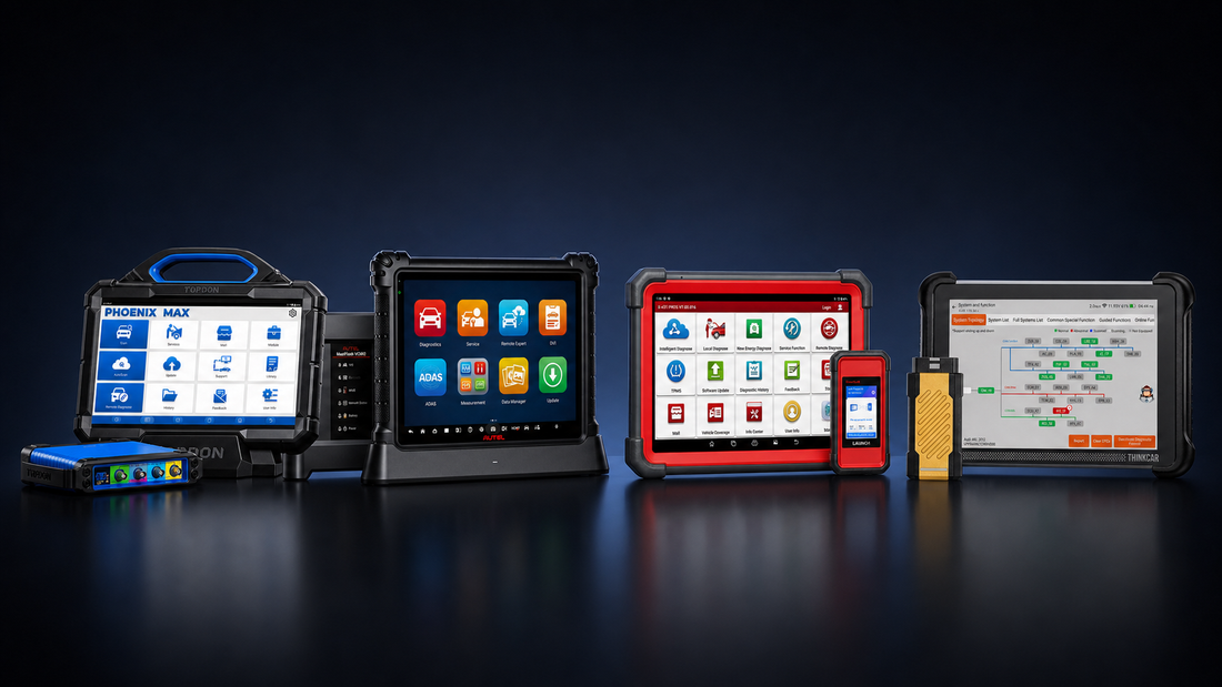 TOPDON Phoenix Max, AUTEL MaxiSys Ultra S2, LAUNCH X-431 PRO5 und THINKCAR ThinkScan 689BT Pro im neutralen Vergleich