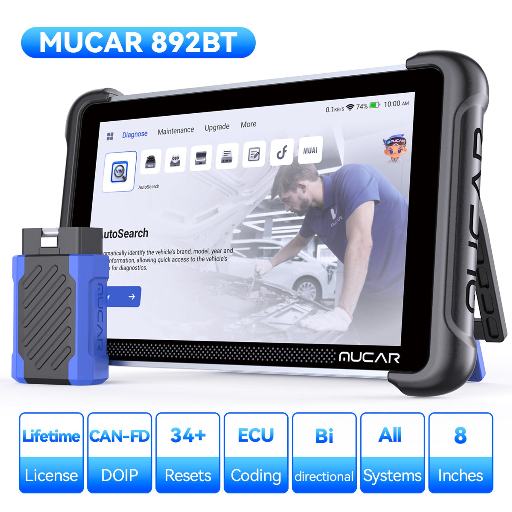 MUCAR 892BT – AI-Profi-Diagnosegerät mit ECU-Codierung – Originales Herstellerbild