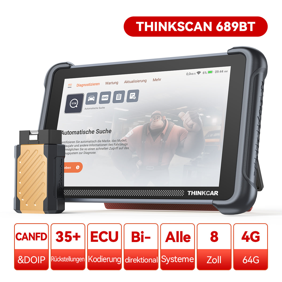 THINKCAR THINKSCAN 689BT Diagnoseplattform mit CAN FD, DoIP, ECU-Codierung und 35+ Servicefunktionen
